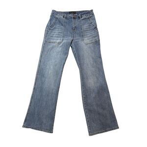 Sanctuary Medium Wash High Rise Wide Leg Flare Size 29 Stretch Jeans Utility